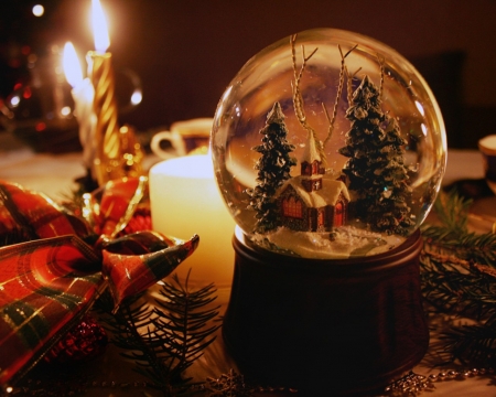 Snow Globe - village, Snowglobe, decoration, snow, Winter