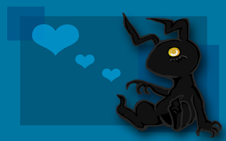 Monster - monster, black, heart, blue