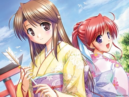 Don't We Look Pretty - anime, kimono, cute, girl