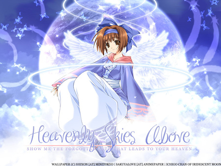 Heaven Lies Above - chronicles of the wings, anime, wings, girl, angel, sky