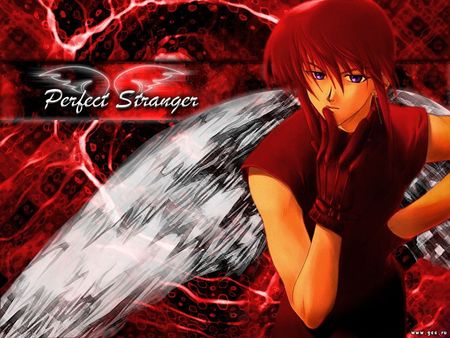 Perfect Stranger - boy, anime, red, wings, angel