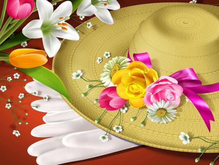 Flower Hat - roses, hat, flowers, rose, flower