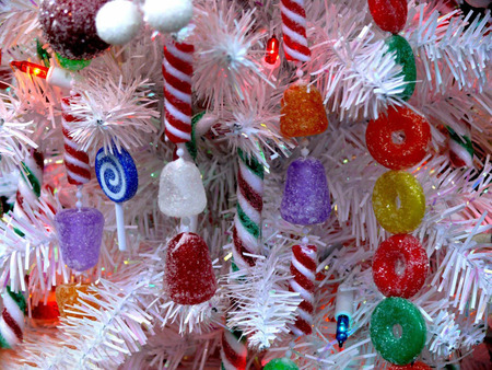 Candy for Christmas - white, candy, holiday, colors, sweet, tree, christmas