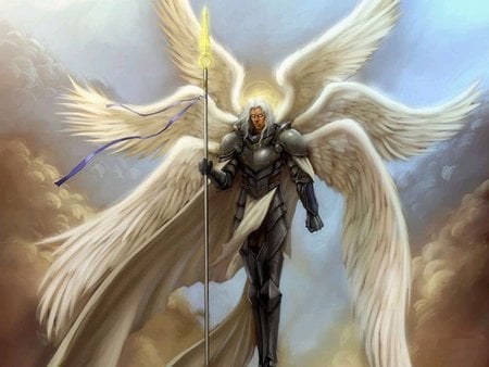 Gaurdian Angel - wings, sky, angel, staff