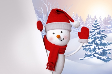 Happy Holidays! - hat, snowman, winter, christmas, white, scarf, craciun, red, card