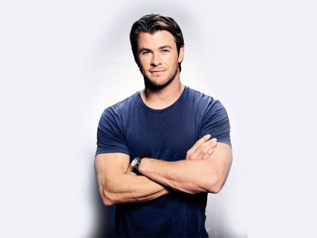 Chris Hemsworth - white, chris hemsworth, actor, blue, man