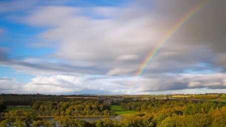 rainbow - fun, nature, rainbow, field, cool