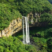 over a waterfall