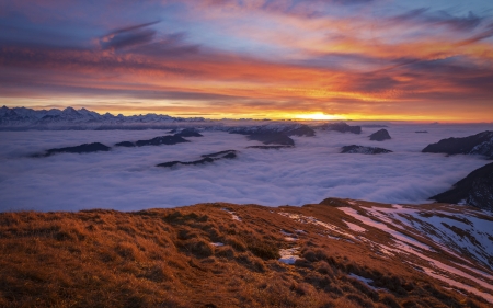 Sunset - Sunset, winter, nature, cloud, sky