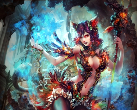 Black Cat Enchanter - fantasy, black cat enchanter, game, antilous, luminos, girl