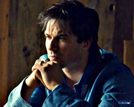 Ian Somerhalder - pictura, by cehenot, blue, painting, portrait, Ian Somerhalder, man, art