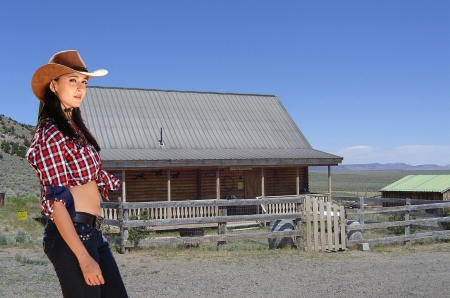 This Is My Spread.. - style, girls, western, women, models, hats, ranch, outdoors, brunettes, cowgirl, fun, female, fashion