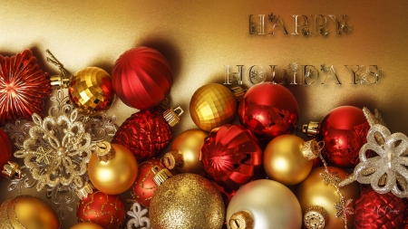 Gold Sparkle Holiday - red, New Years, gold, decorations, stars, Christmas