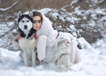 â€¢áƒ¦âœ¿áƒ¦â€¢ - snow girl, snow dog, snow, winter, model