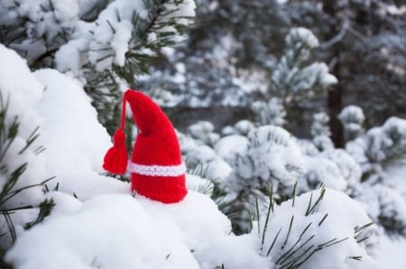 ♥ - snow, abstract, redhat, winter