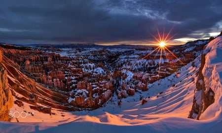 Canyon in winter - Mountains, Winter, Sunset, Canyon