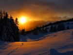 Beautiful sunset in winter