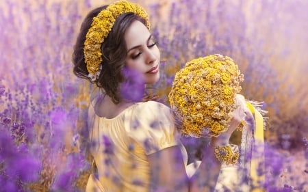 Model - girl, women, flower, Model