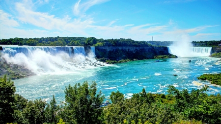 Niagara Falls - nature, trees, waterfall, niagara falls, sea