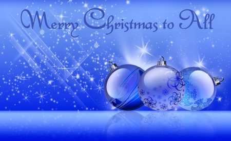 Merry Christmas to All FC - wide screen, illustration, occasion, christmas, painting, blue ornaments, art, december, beautiful, artwork, scenery, holiday