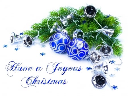 Have a Joyous Christmas - wide screen, illustration, occasion, christmas, painting, blue ornaments, art, december, beautiful, artwork, scenery, holiday