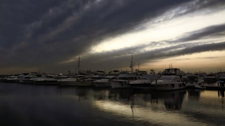 bogart beach - clouds, boats, jazz ballad, sea, sunsets