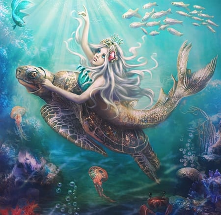 ♥ - fantasy, art, mermaid, underwater