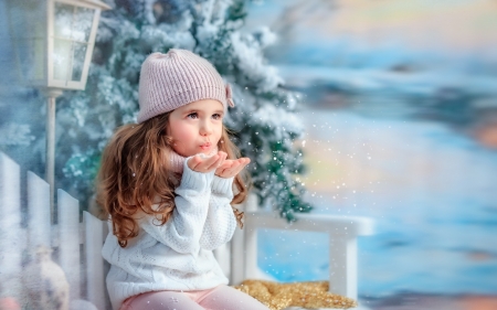 *magic with stars* - christmas, little girl, magic, holiday