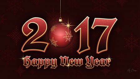 Happy 2017 - winter, holiday, red, New Year, 2017