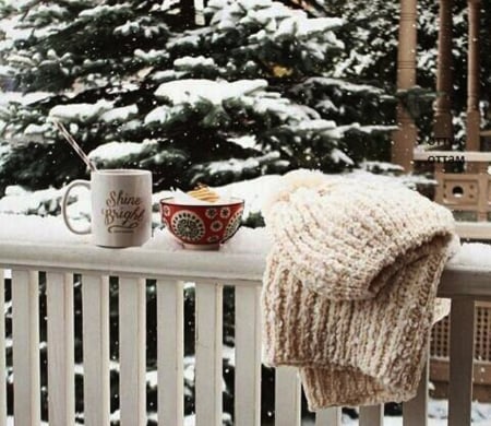 Winter Morning - winter, coffee, photography, snow, morning, still life