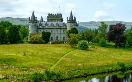 Inveraray Castle, Scotland - scotland, trees, castle, medieval