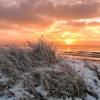 Sunset over Winter Ocean