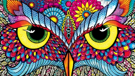 wise owl - art, abstract, owl, bird