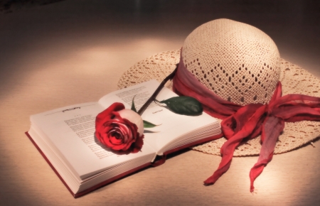 â™¥ - hat, rose, flower, red