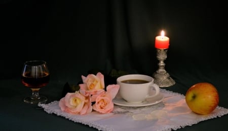 â™¥ - flowers, candle, roses, cup