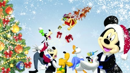 Mickey's Magical Christmas - jiminy cricket, santa claus, mickey mouse, christmas, reindeer, pluto, tree, gifts, donald duck, minnie mouse