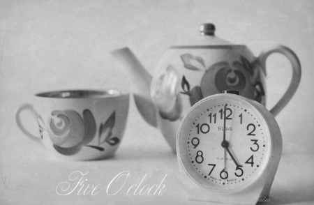 â™¥ - teapot, clock, tea, abstract