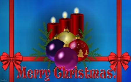 Merry Christmas - abstract, christmas, baubles, candles