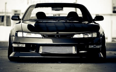 Nissan S14 - nissan s14, black cars, vehicles, front view, nissan, cars