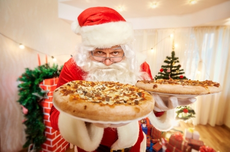 Enjoy! - hat, old man, pie, food, christmas, santa, white, craciun, red