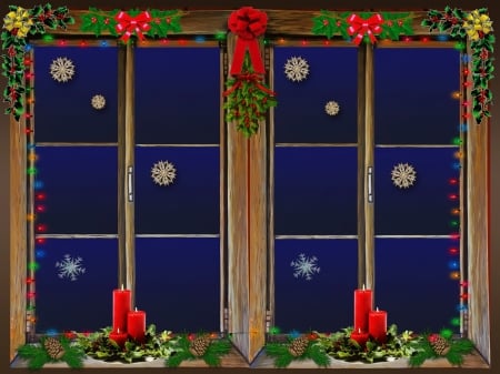 Christmas window - new year, candles, winter, christmas, pretty, window, beautiful, holiday, decoration