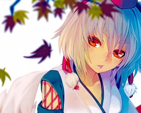 Anime girl - anime art, pretty, female, anime, leaves, beautiful anime art, anime girl