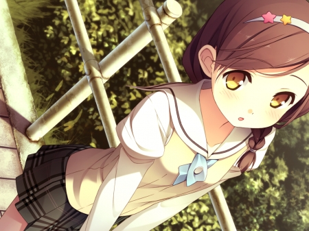 Anime girl - braid, school uniform, cute, kawaii, female, anime, anime girl, anime art