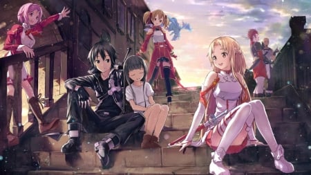 Sword Art Online - male, anime girls, female, asuna, beautiful anime art, detailed, sao, kirito, anime art, anime guys, anime, sword art online