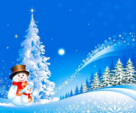 Christmas is coming - snowman, winter, snowflakes, Christmas, Stars, White, tree