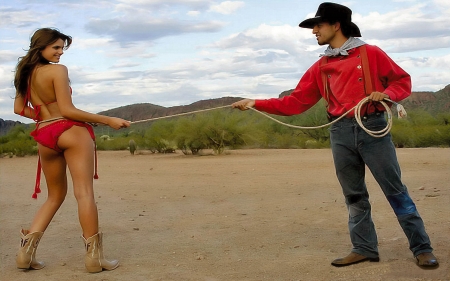 Rope A Cowgirl For Christmas.. - fun, female, boots, fashion, hats, brunettes, western, cowgirl, style, cowboy, women, models, girls, outdoors, rope, Yesica Toscanini, ranch