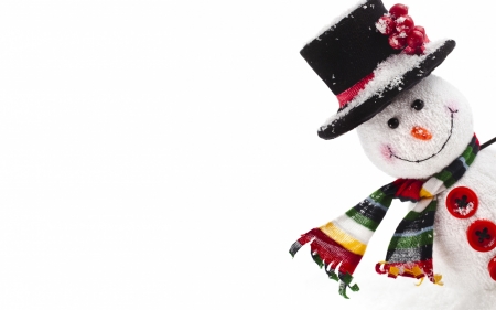 Hello! - funny, winter, cute, black, craciun, scarf, snowman, christmas, white, hat