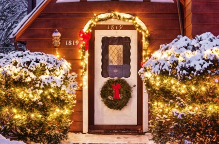 The Frontdoor - house, christmas, decoration, lights