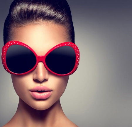 Beauty - woman, red, model, girl, beauty, face, anna subbotina, sunglasses