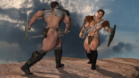 Hunky fighters - muscle, warrior, duell, fighter, weapon, hunks, barbarian